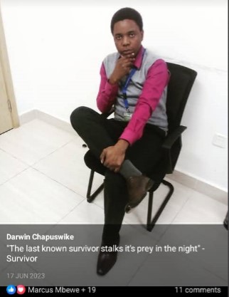 Darwin Chapuswike in the ICT Pool Office at Kenneth Kaunda International Airport, June 17, 2023