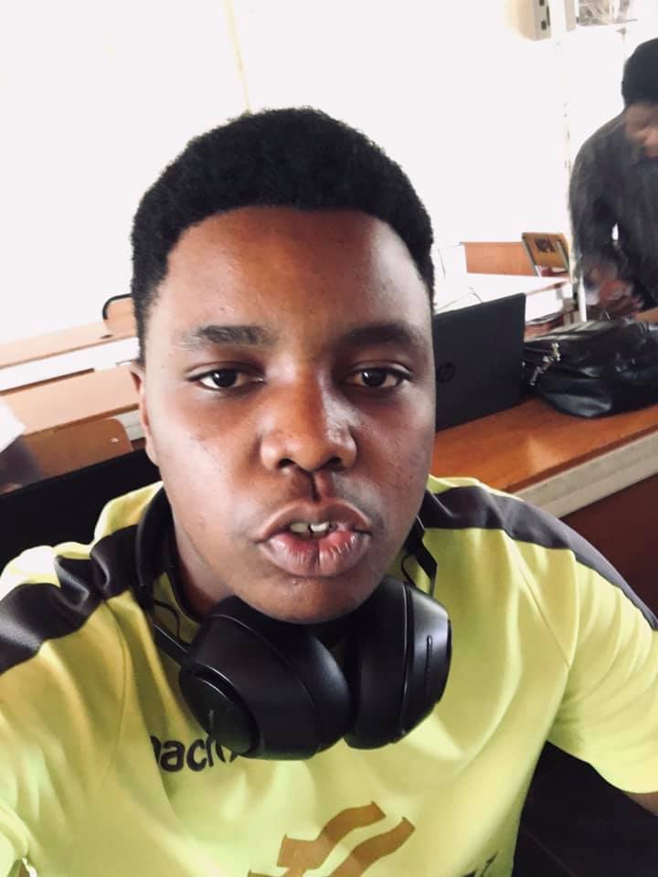 Darwin Chapuswike in the computer lab at NIPA, Lusaka, Zambia, 2021